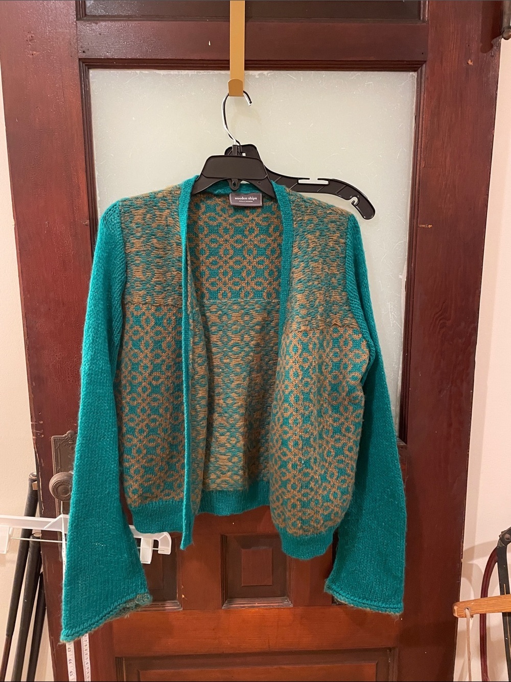 Wooden Ships Teal and Brown Open Knit Cardigan
